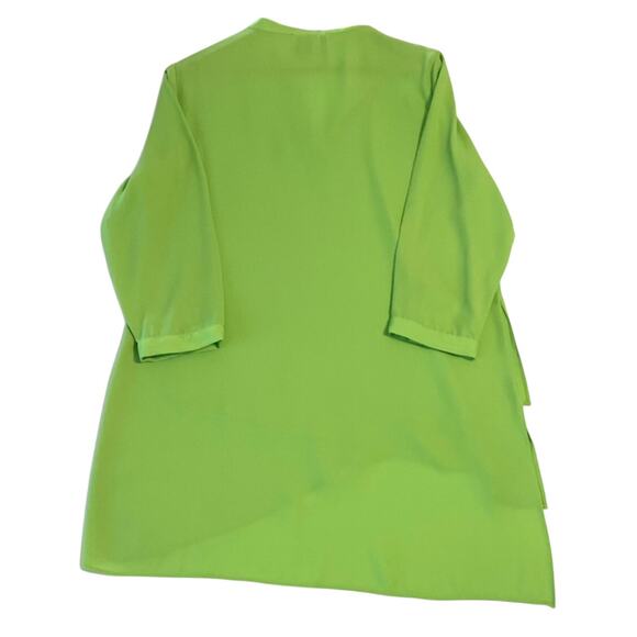 New Directions Womens Top Large Green 3/4 Sleeves V-Neck Asymmetrical Hemline - Picture 9 of 11